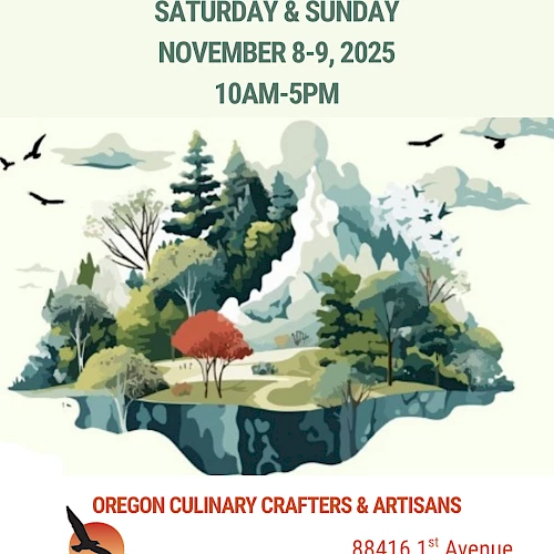 Fall Fest - All Things Oregon on Nov 8-9, 2025, from 10AM-5PM at Driftwood Shores, Florence, OR. Culinary crafters & artisans showcased.